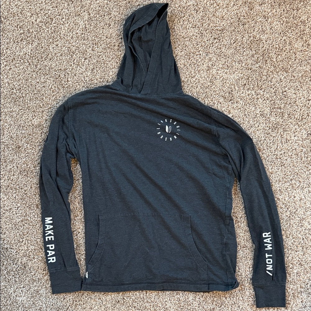 Linksoul Men's Anza Hooded Long-Sleeve Shirt with Make Par Not War on Sleeves